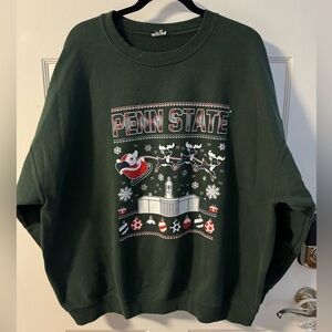Vintage Penn State Christmas Santa Men's Oversized Sweatshirt 2XL Unisex Green